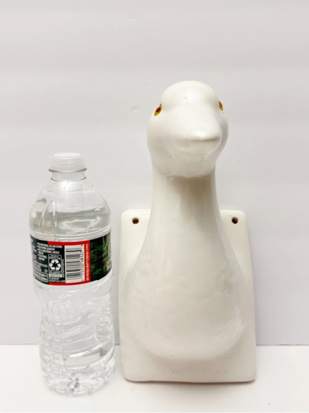 Vintage White Ceramic Duck Head Wall Mount Hook Apron Towel Holder